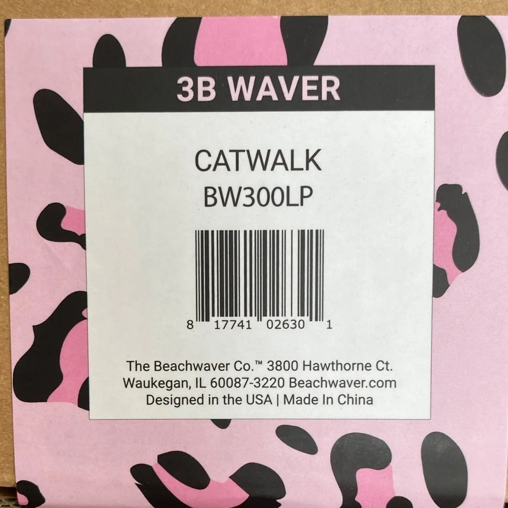 Beachwaver Co. Catwalk 3B Waver Pink Leopard Print Hair Waver New Sealed in Box!